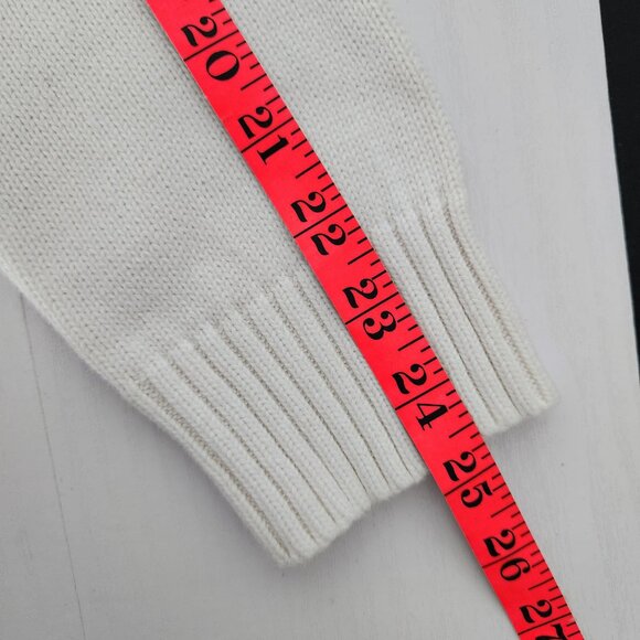 LAUREN Ralph Lauren White 1/4 Zip Long Sleeve Sweater w/ Crest in Women's Large - Picture 10 of 15